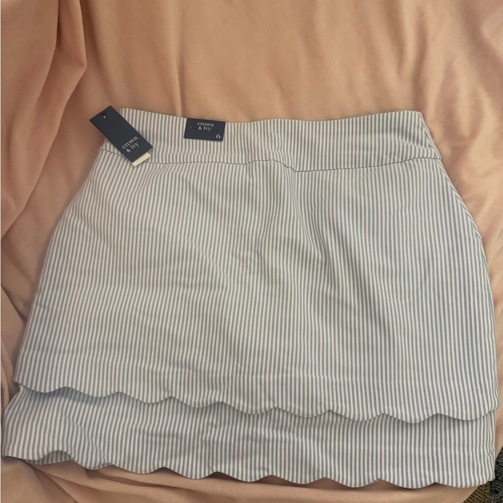 NWT Crown & Ivy Blue Striped Mini Skirt